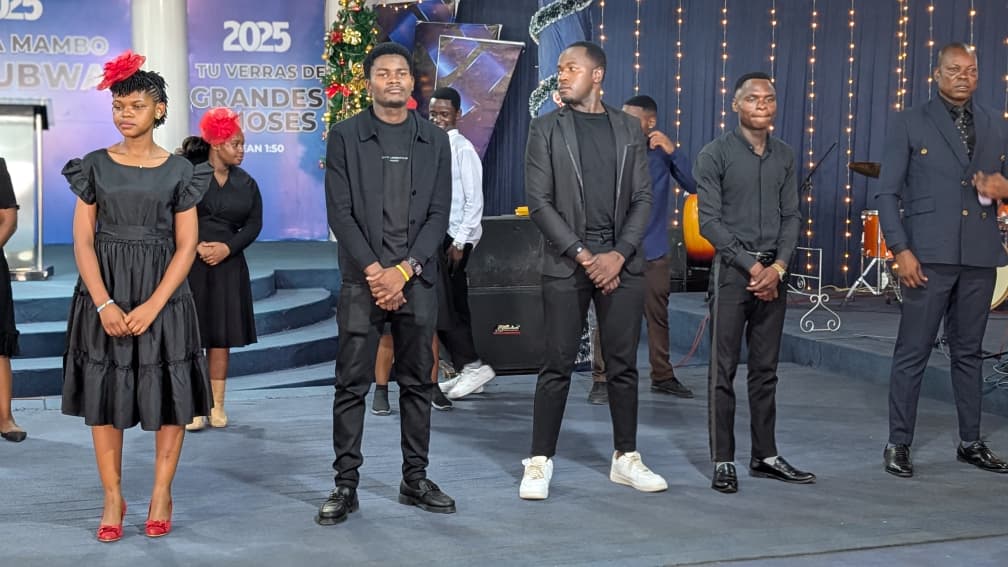 Church congregation during worship service